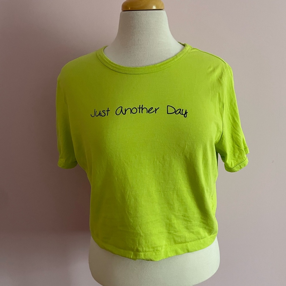 Lime Green Short Sleeve Cropped Tee - Just Another Day